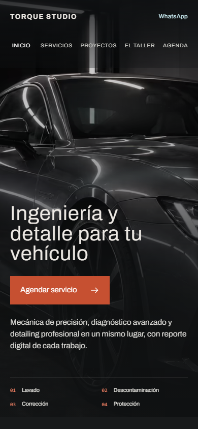Vista del demo Torque Studio en celular
