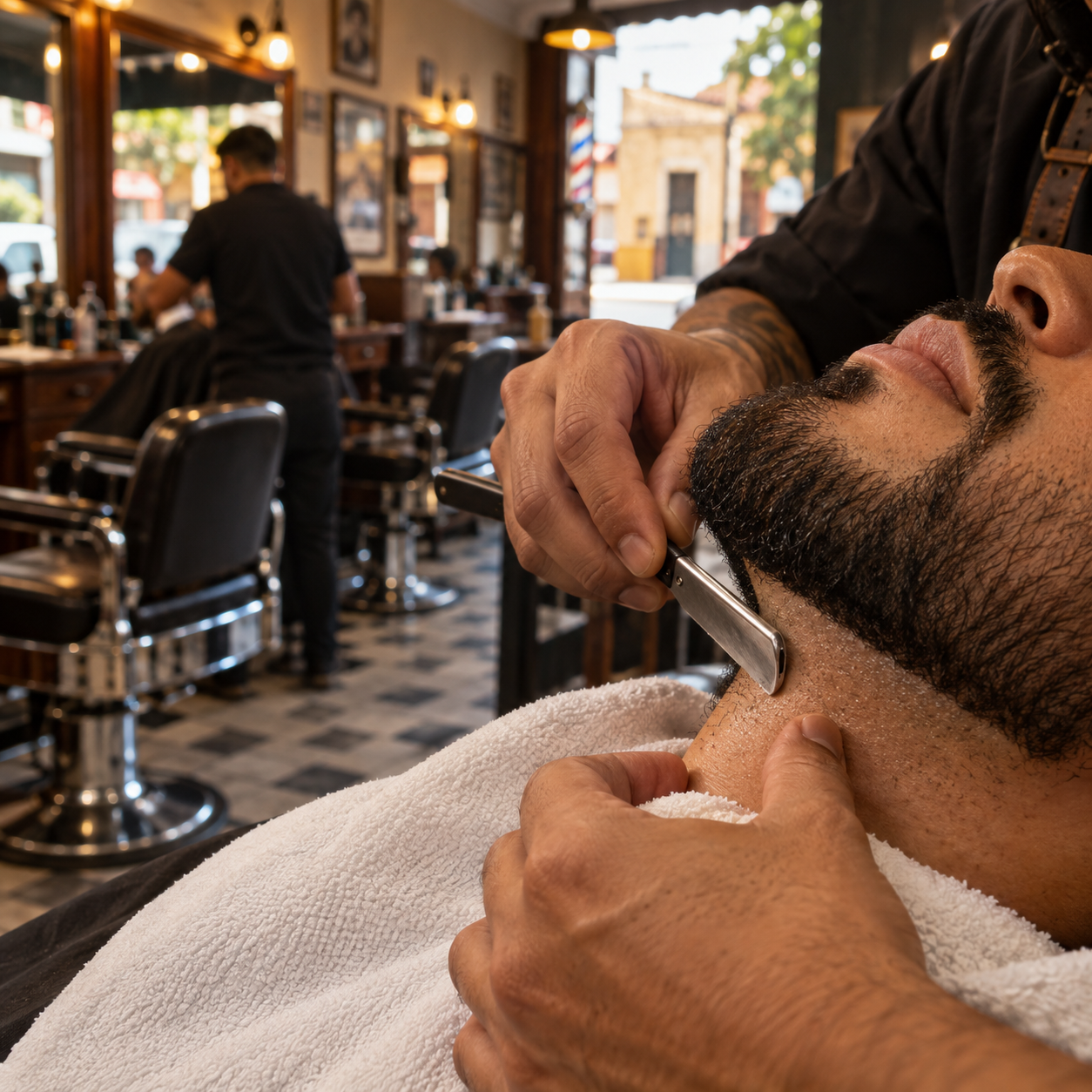Barba perfilada con navaja