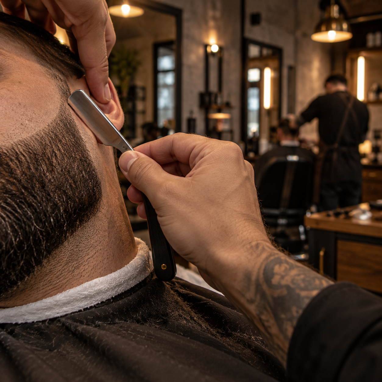 Perfilado de barba con navaja