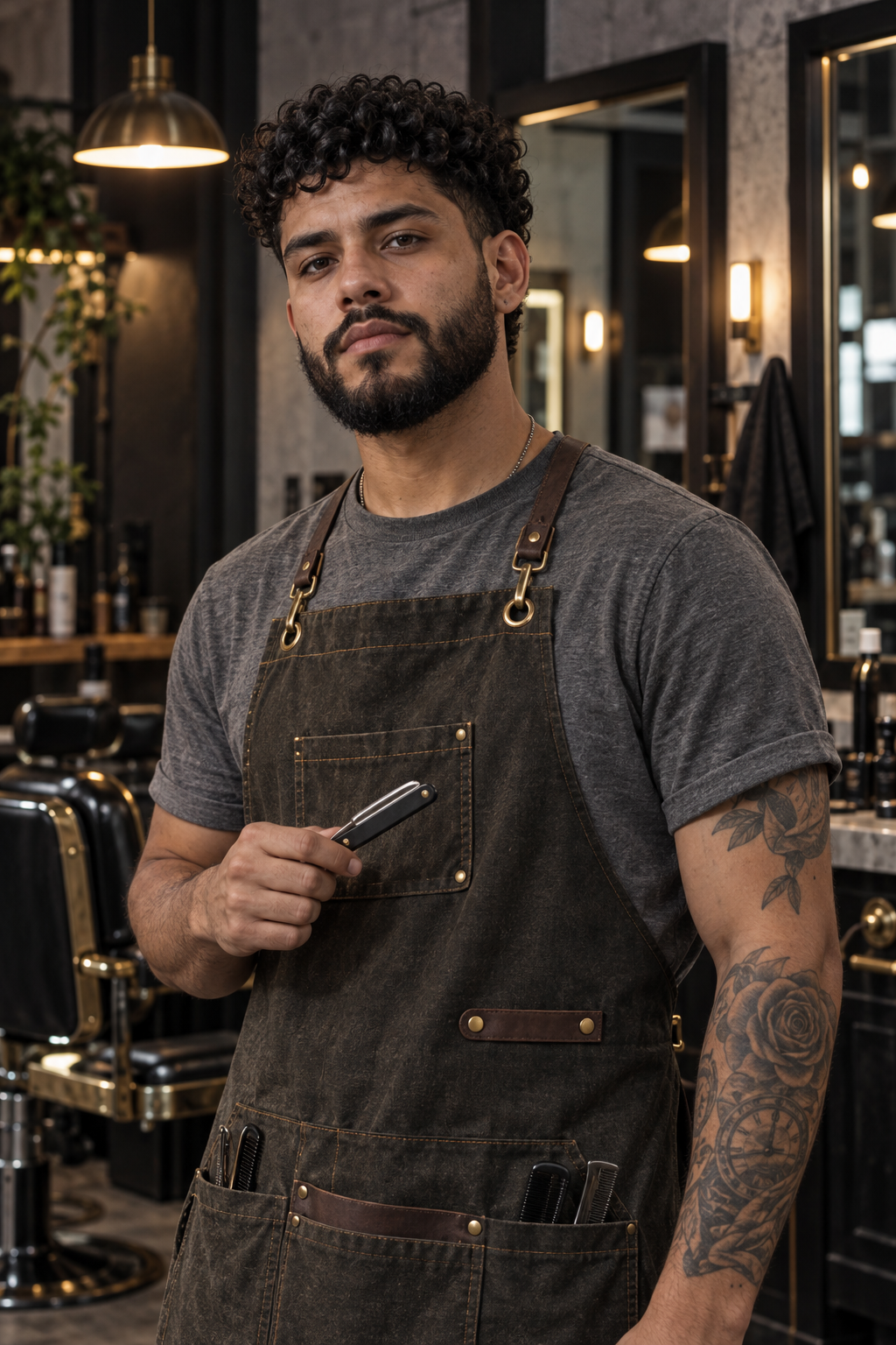 Retrato de Jhon, barbero de barba y afeitado