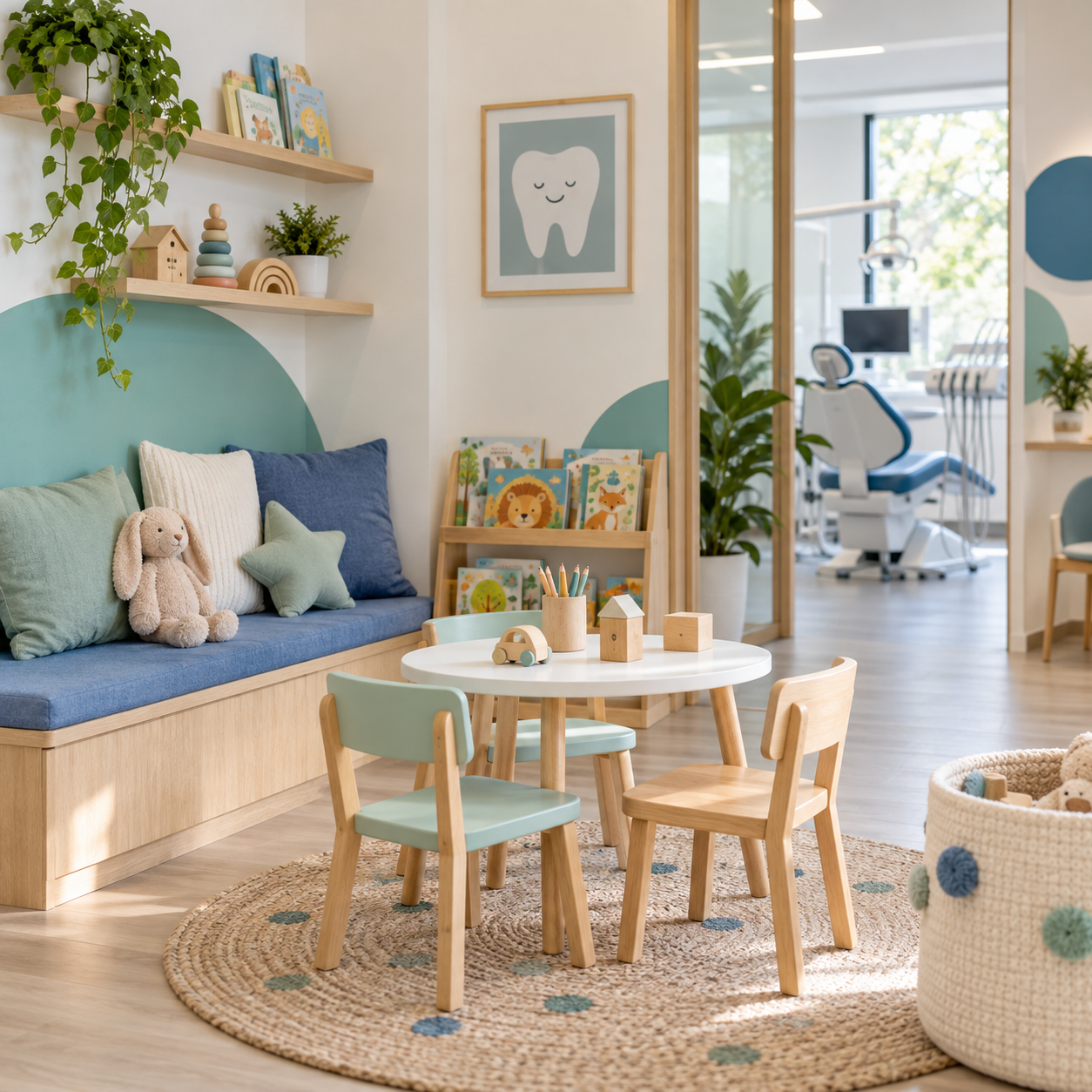 Rincón infantil con libros y juguetes