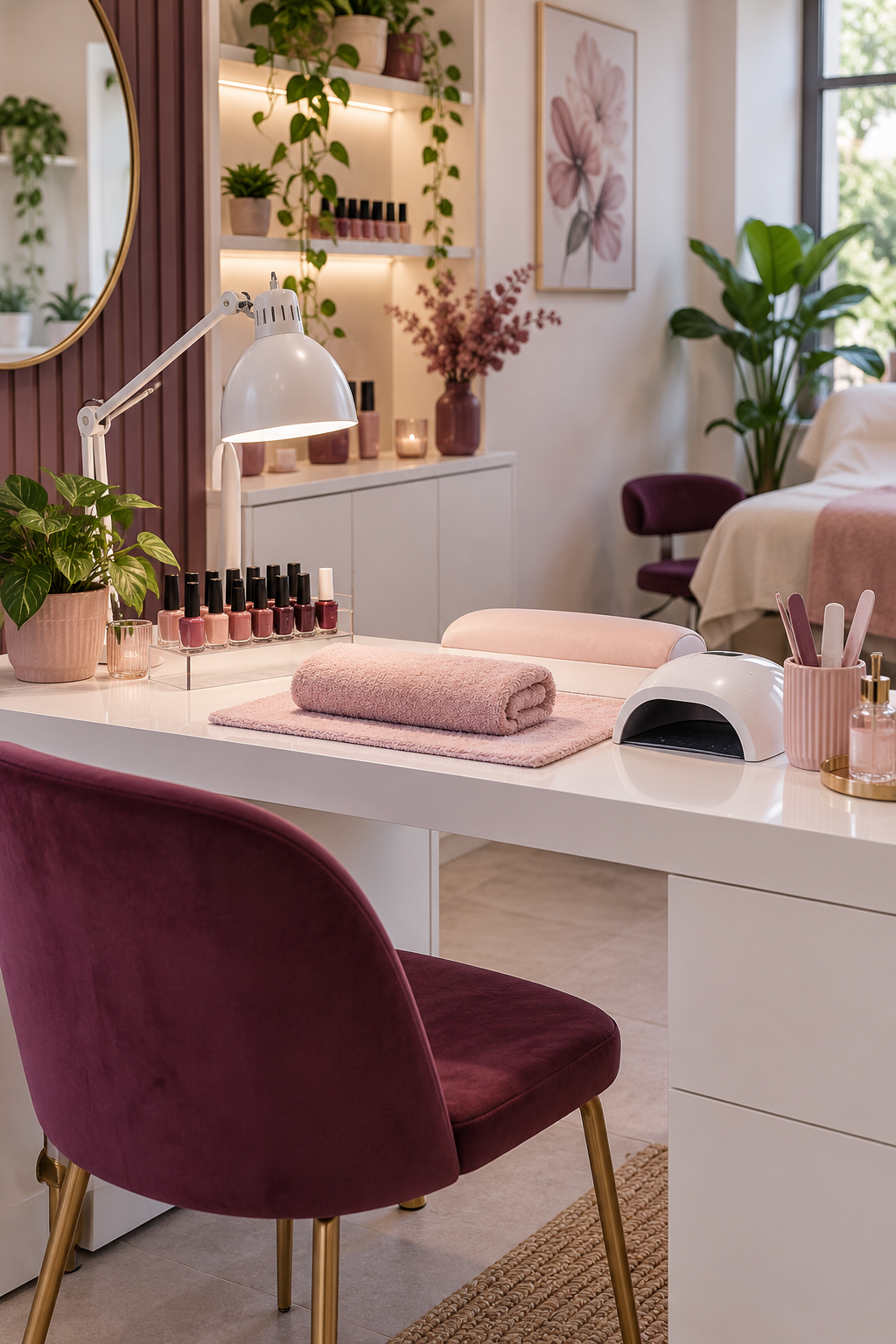 Mesa de manicure lista para la próxima cita