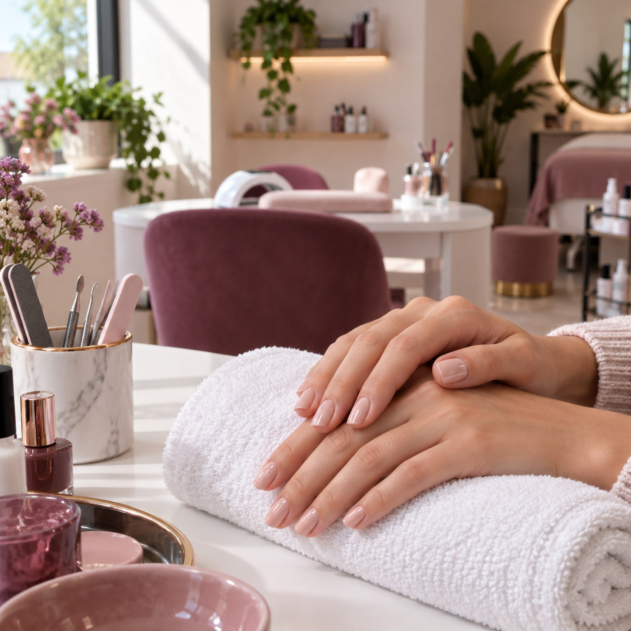 Uñas semipermanentes en tono nude