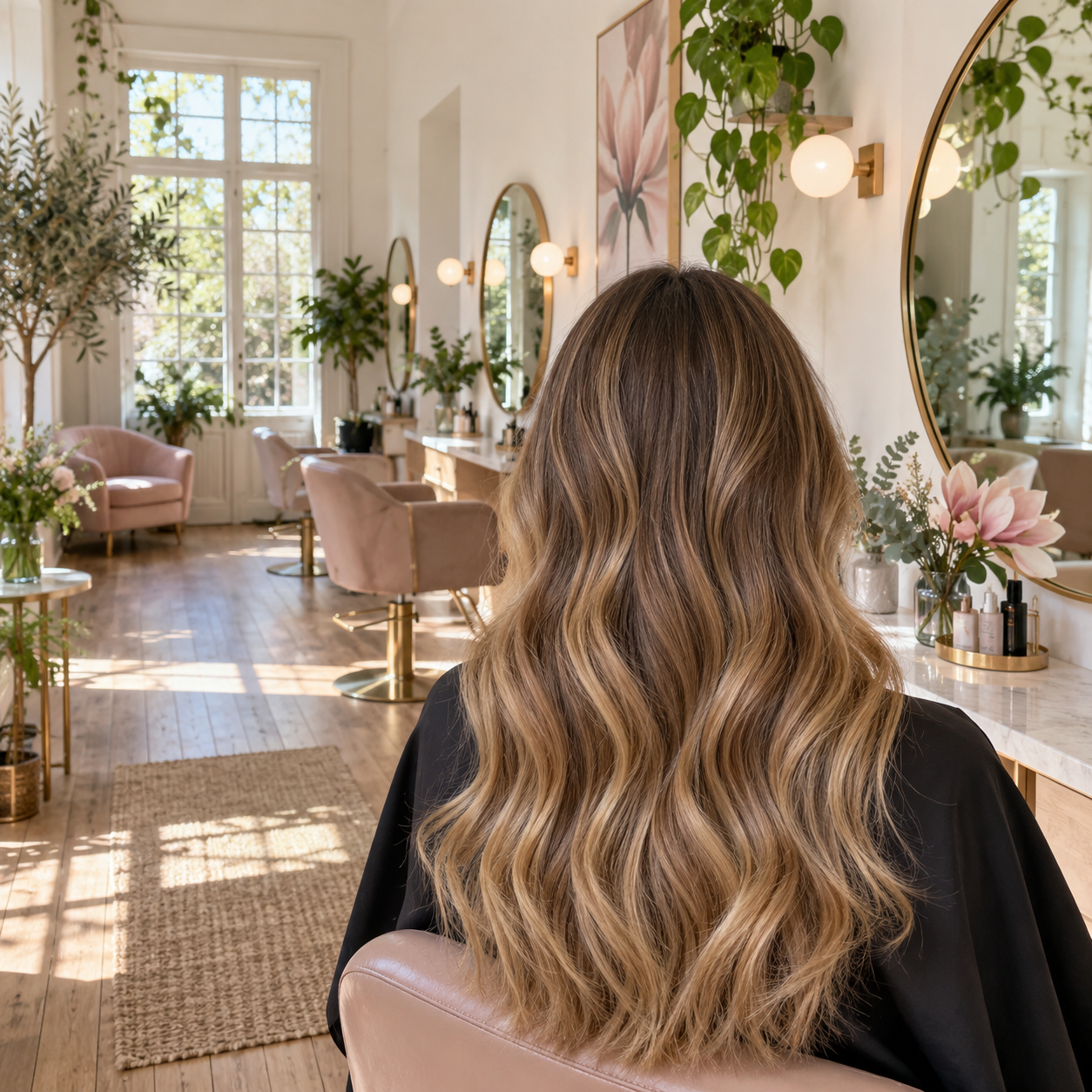 Cabello con balayage en tonos miel