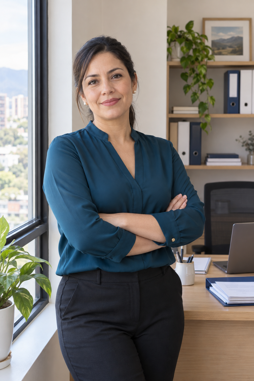 Retrato de Marcela Ríos en su oficina
