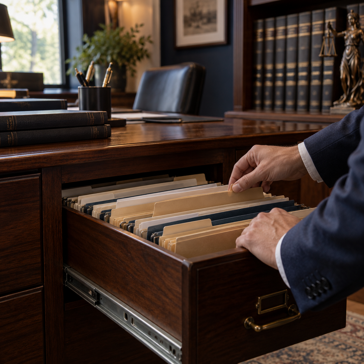 Expedientes ordenados en un archivador