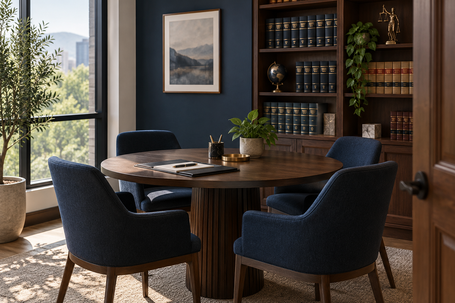 Sala de reuniones lista para recibir clientes
