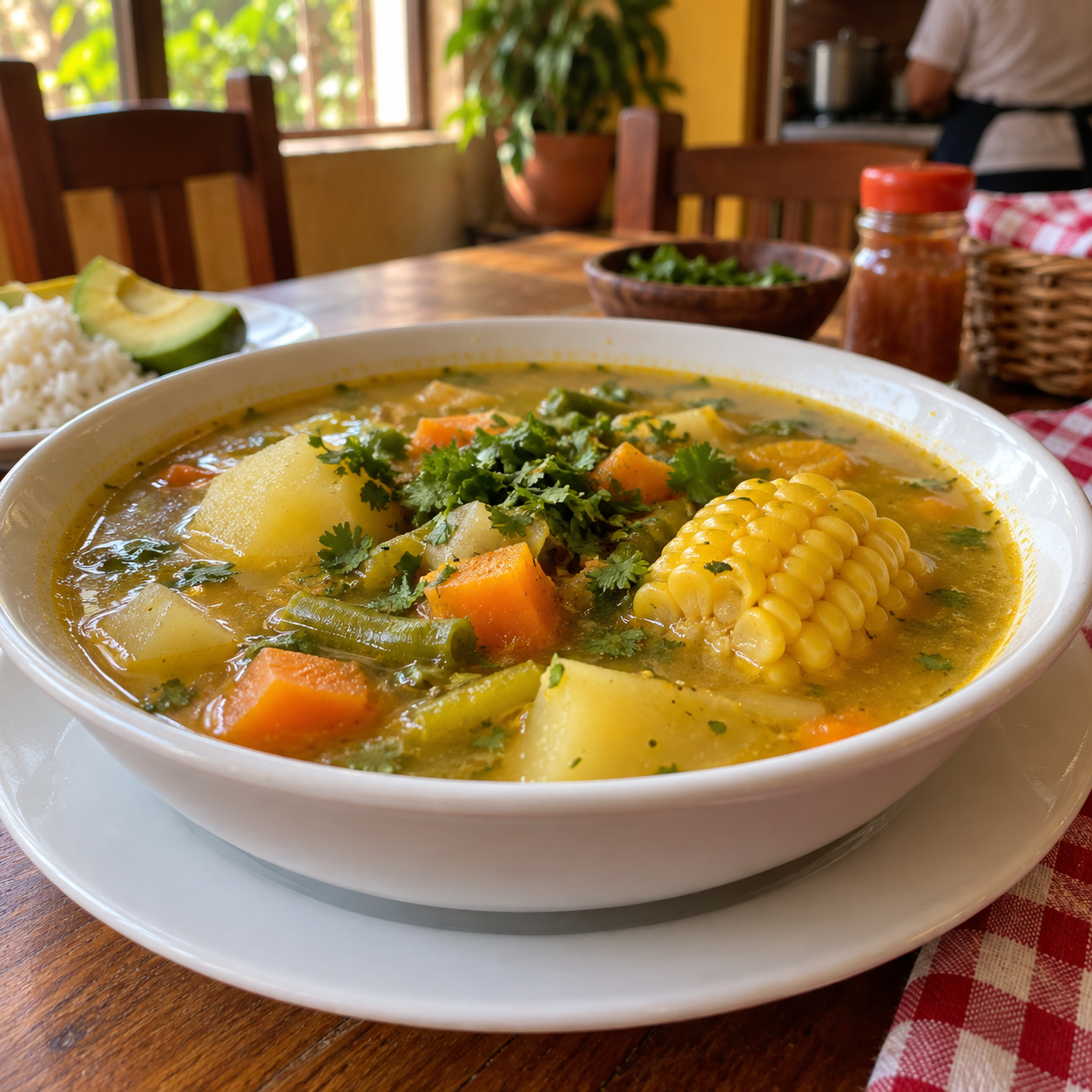 Sopa del día con cilantro