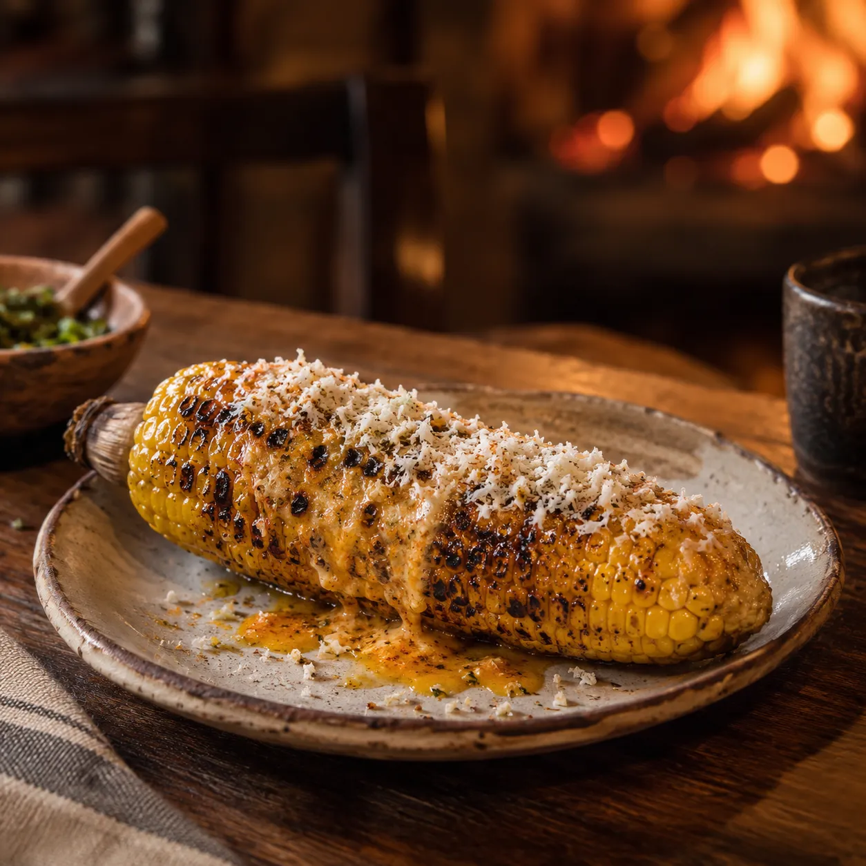 Mazorca a la brasa con mantequilla de ají