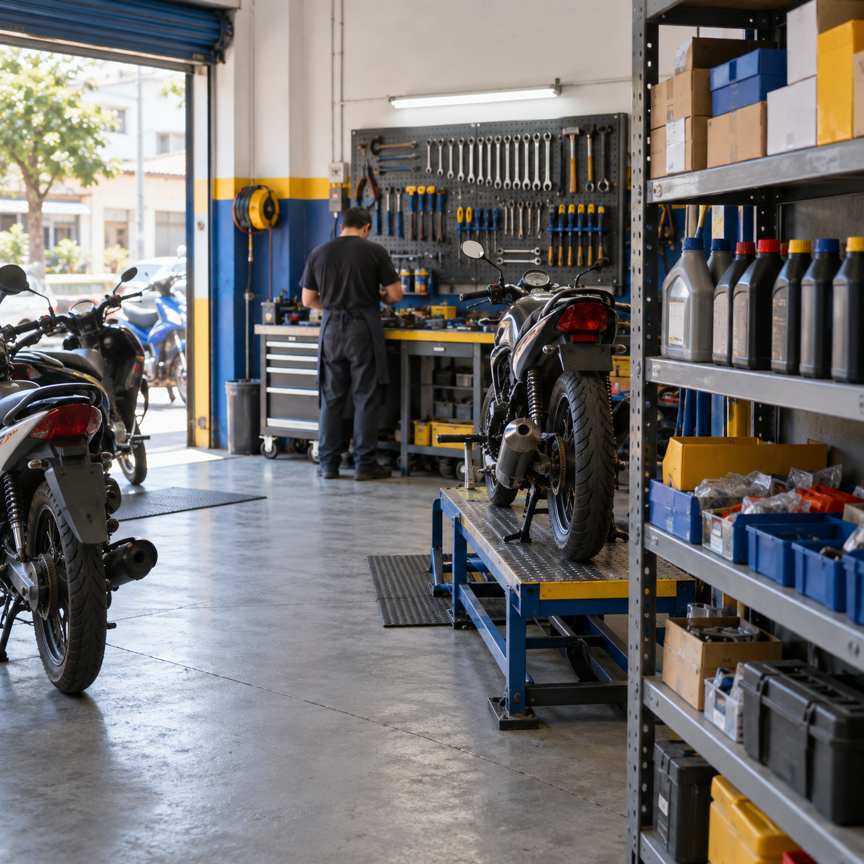 Estante de repuestos y lubricantes